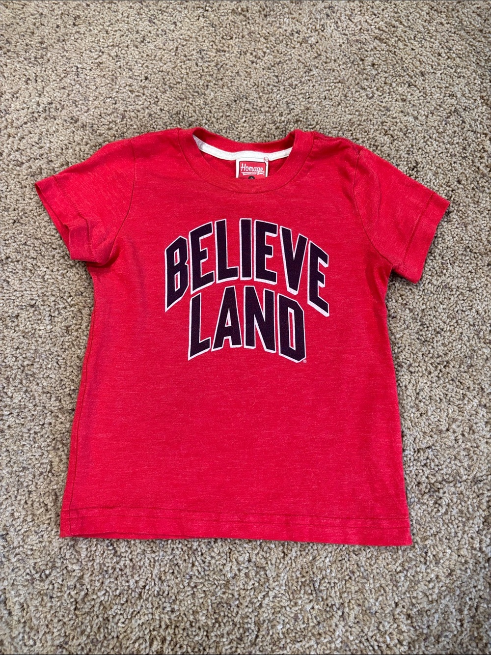 HOMAGE Red 'BELIEVE LAND' Graphic Tee Ohio State, size 3